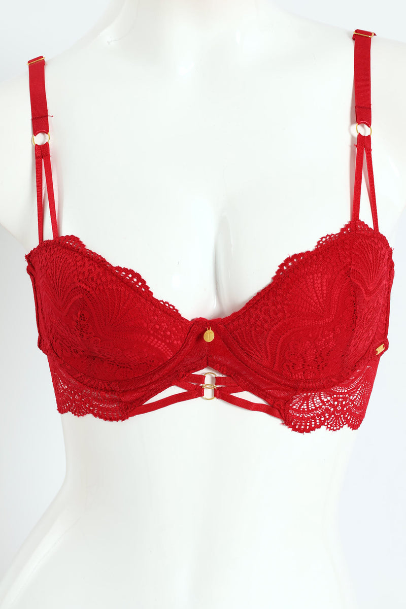 Lace Balconette Bra - Red