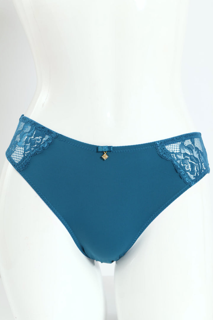 Microfibre & Lace Bikini Panty - Teal