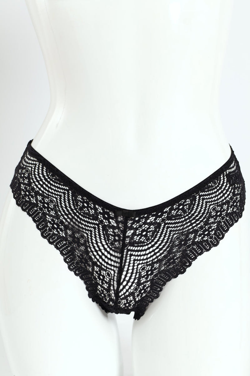 3 Pack Lace Brazilian Panties - Wine/Rose/Black