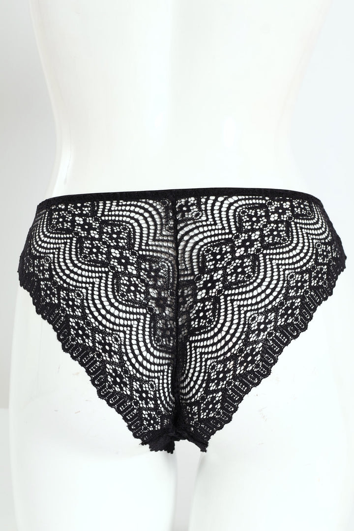 3 Pack Lace Brazilian Panties - Wine/Rose/Black