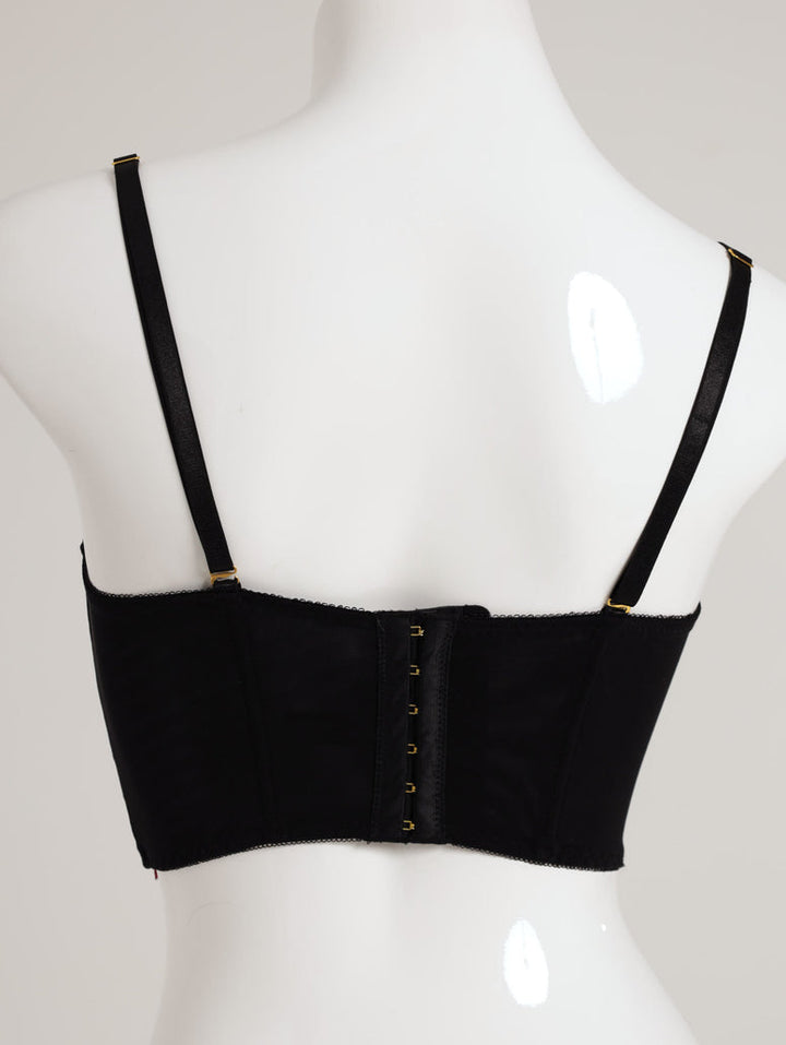 Ladies Mesh Embossed Bustier Bra - Black