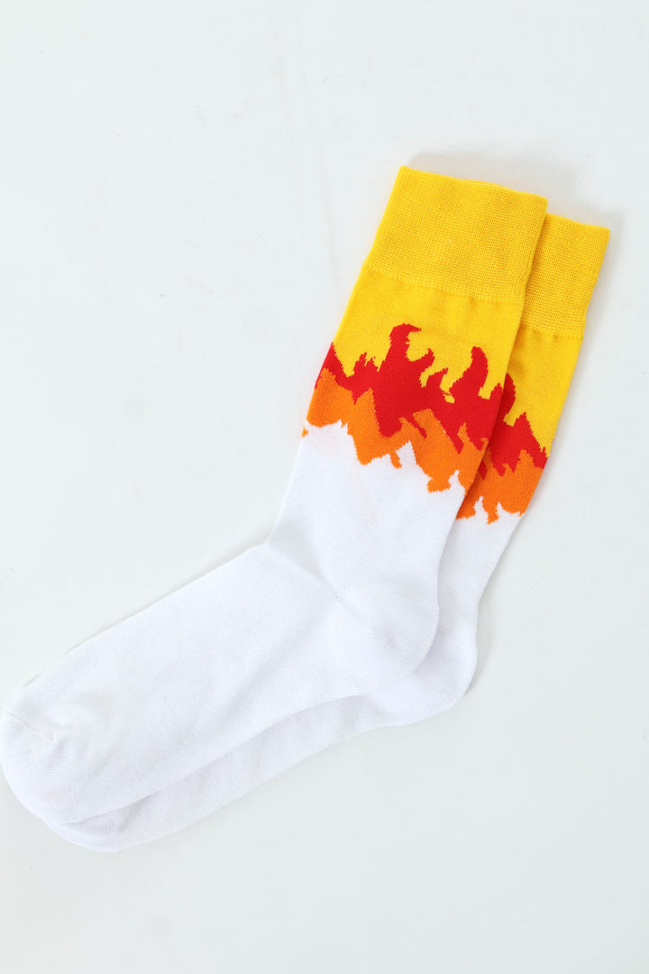 White Flames Single Anklet Socks - White