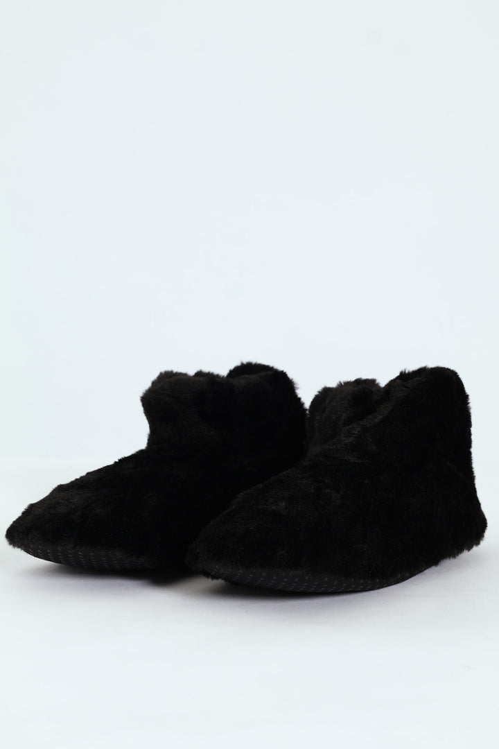 Faux Fur Bootie Sock - Black