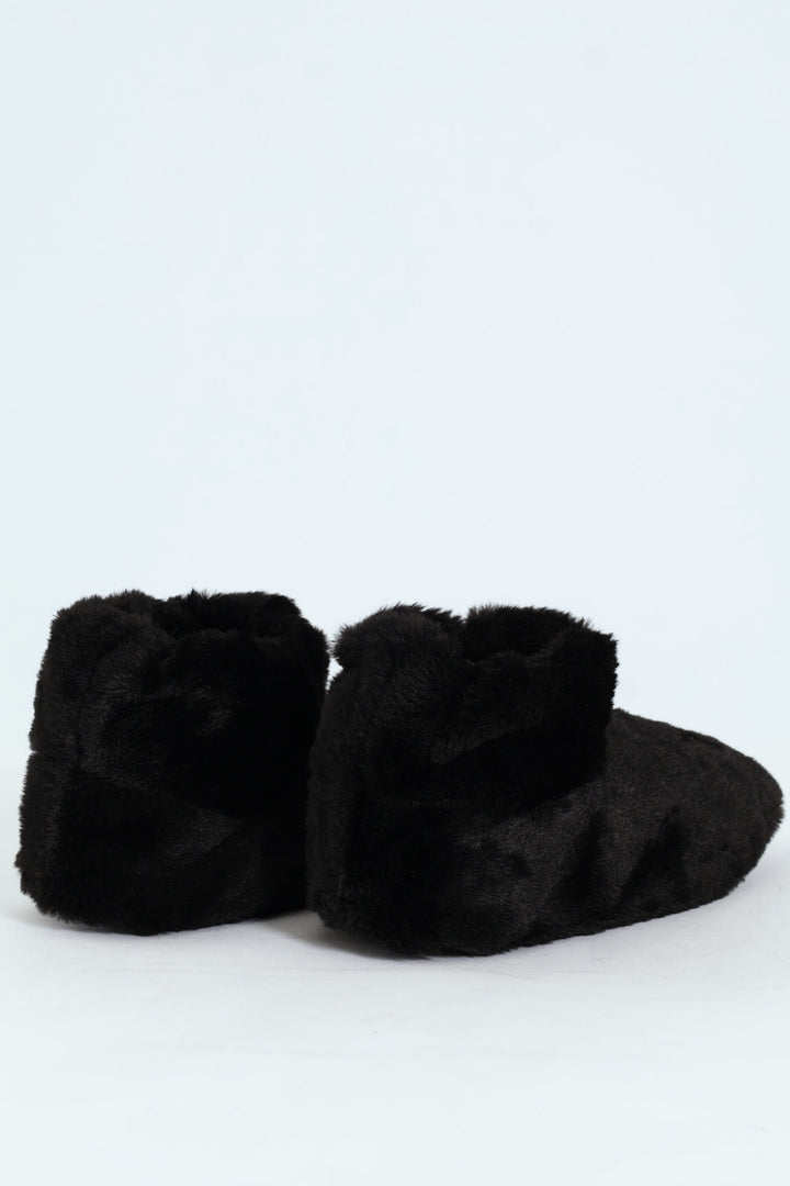 Faux Fur Bootie Sock - Black