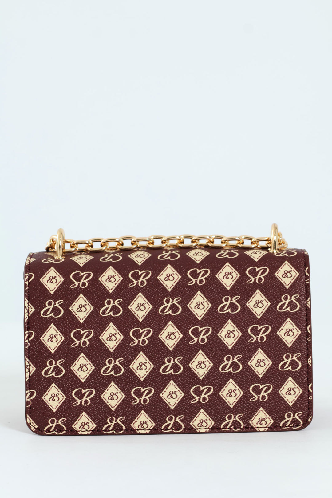 Structured Crossbody Bag With Silver Trims - Burgundy