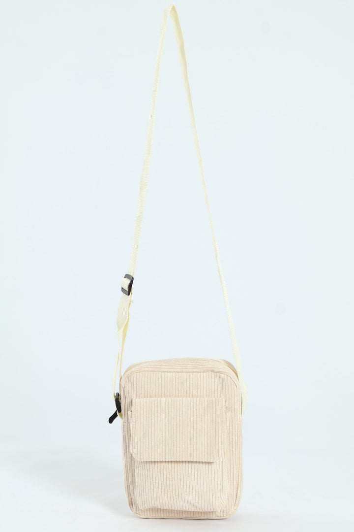 Boys Corduroy Sling Bag - Beige