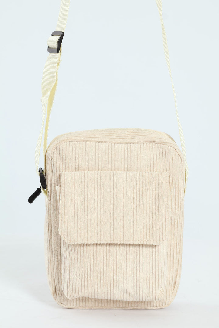 Boys Corduroy Sling Bag - Beige