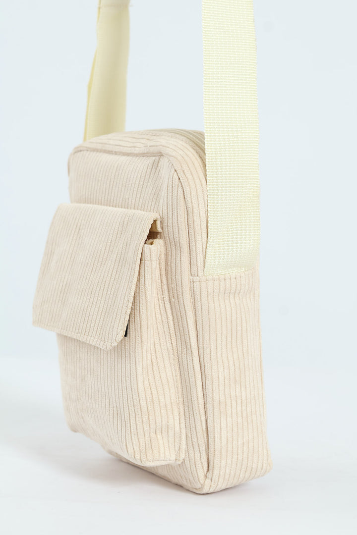 Boys Corduroy Sling Bag - Beige