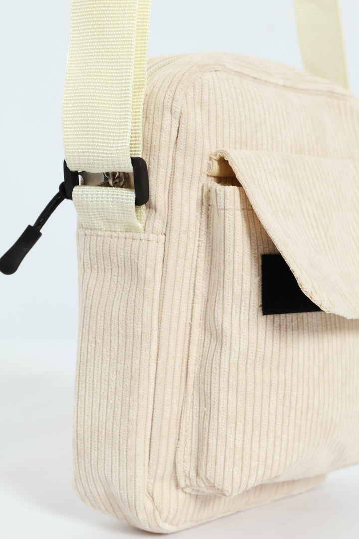 Boys Corduroy Sling Bag - Beige