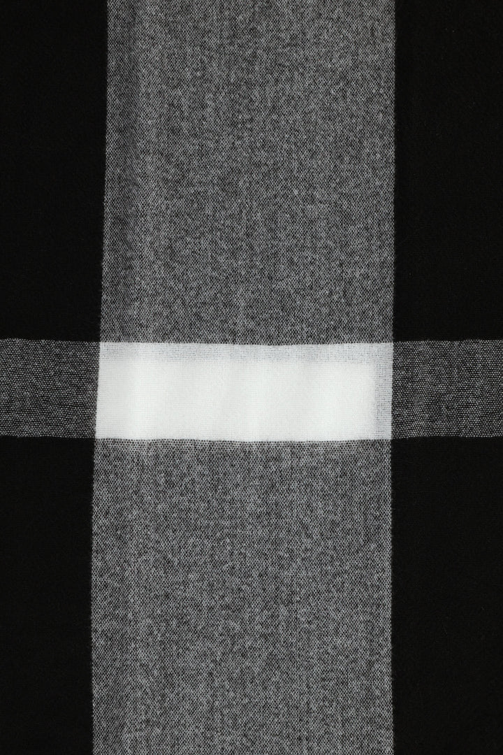 Large Check Tassel Scarf - Black/Cream