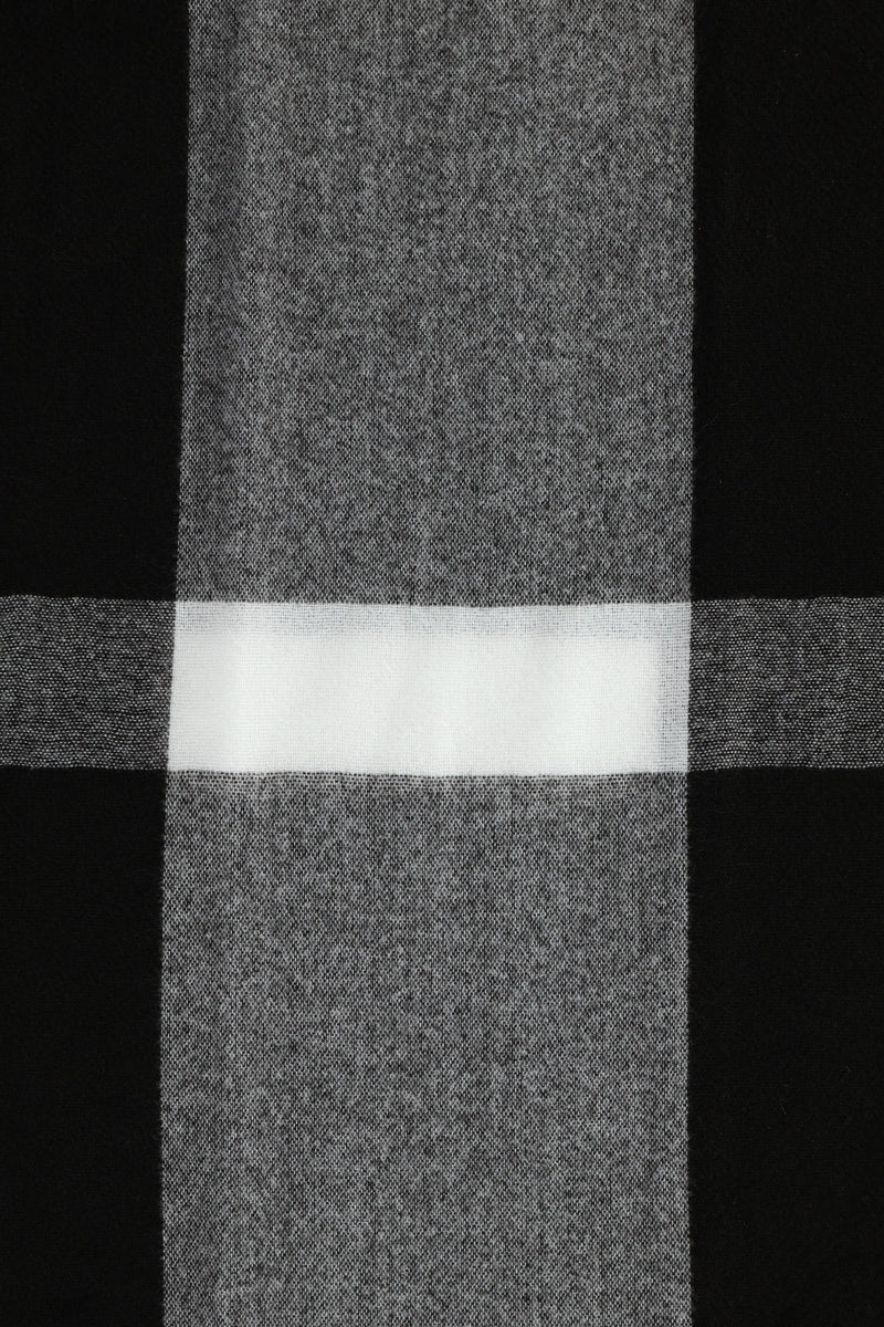 Large Check Tassel Scarf - Black/Cream