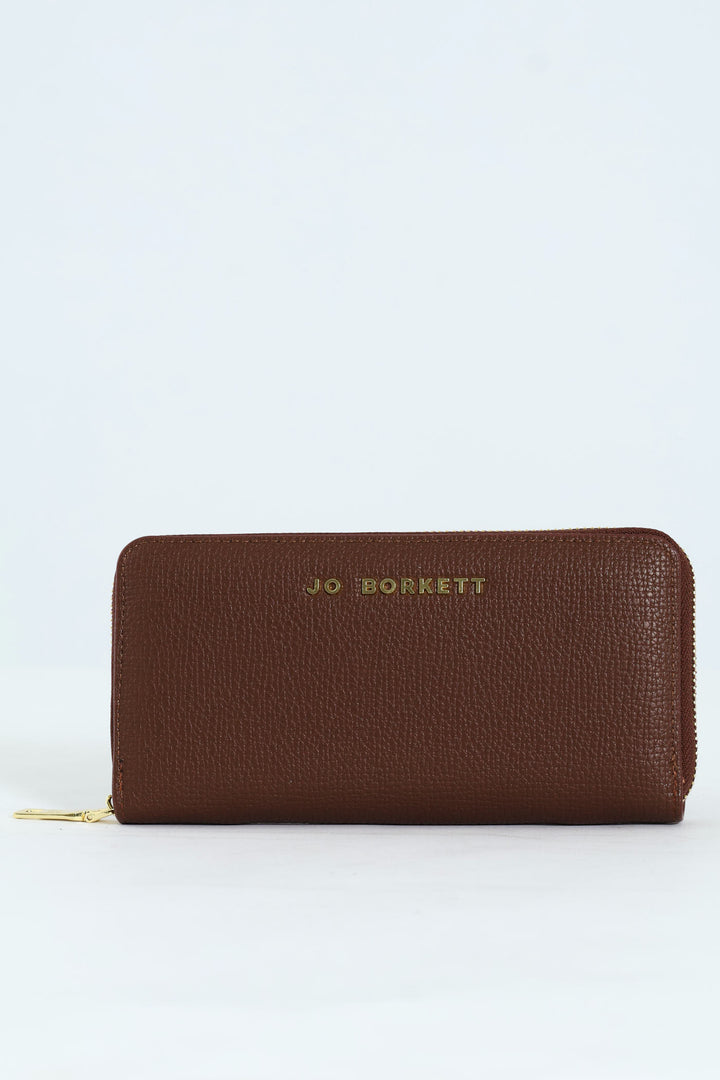 Carrie Pebble Raised Logo Ziparound Purse - Brown