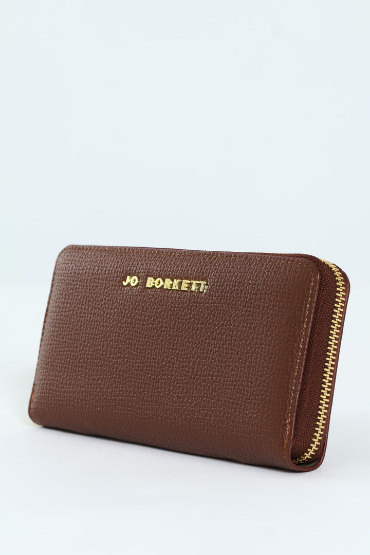 Carrie Pebble Raised Logo Ziparound Purse - Brown