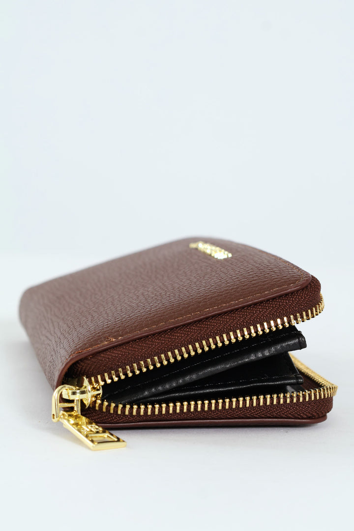 Carrie Pebble Raised Logo Ziparound Purse - Brown