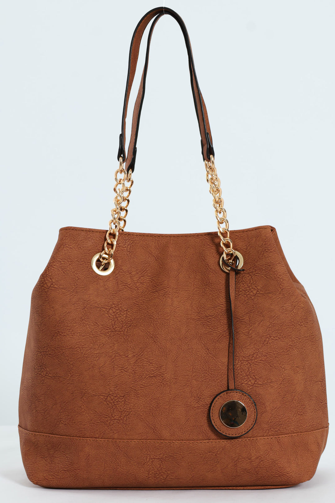 Chain Trim Handle Shopper - Tan