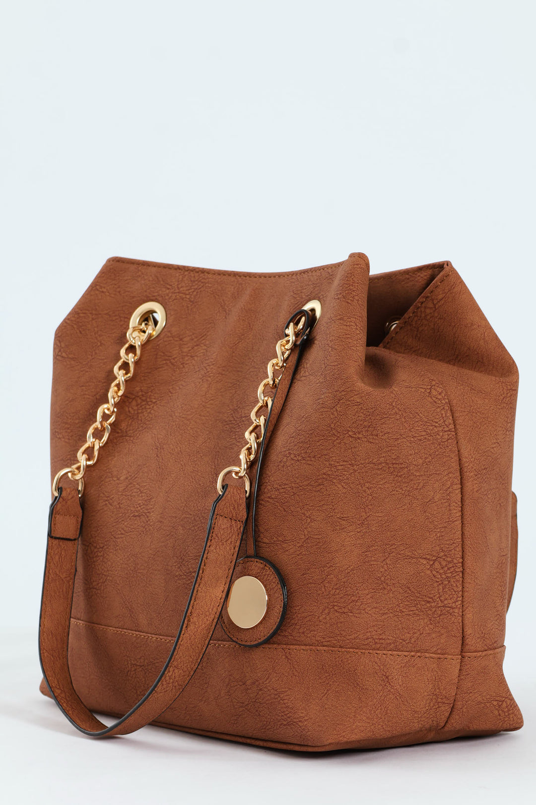 Chain Trim Handle Shopper - Tan