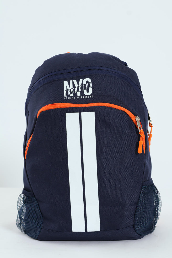 Boys Stripe Backpack - Orange/Navy