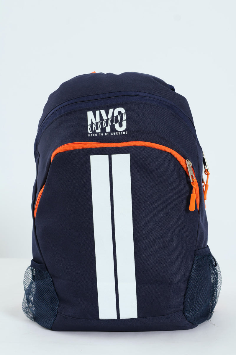 Boys Stripe Backpack - Orange/Navy