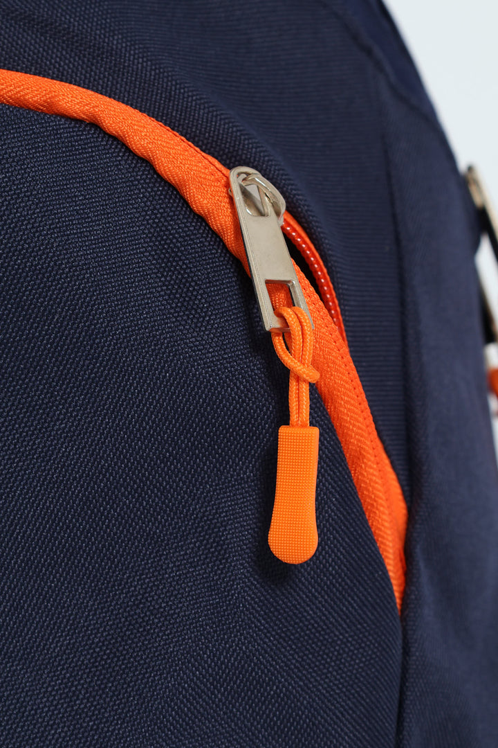 Boys Stripe Backpack - Orange/Navy