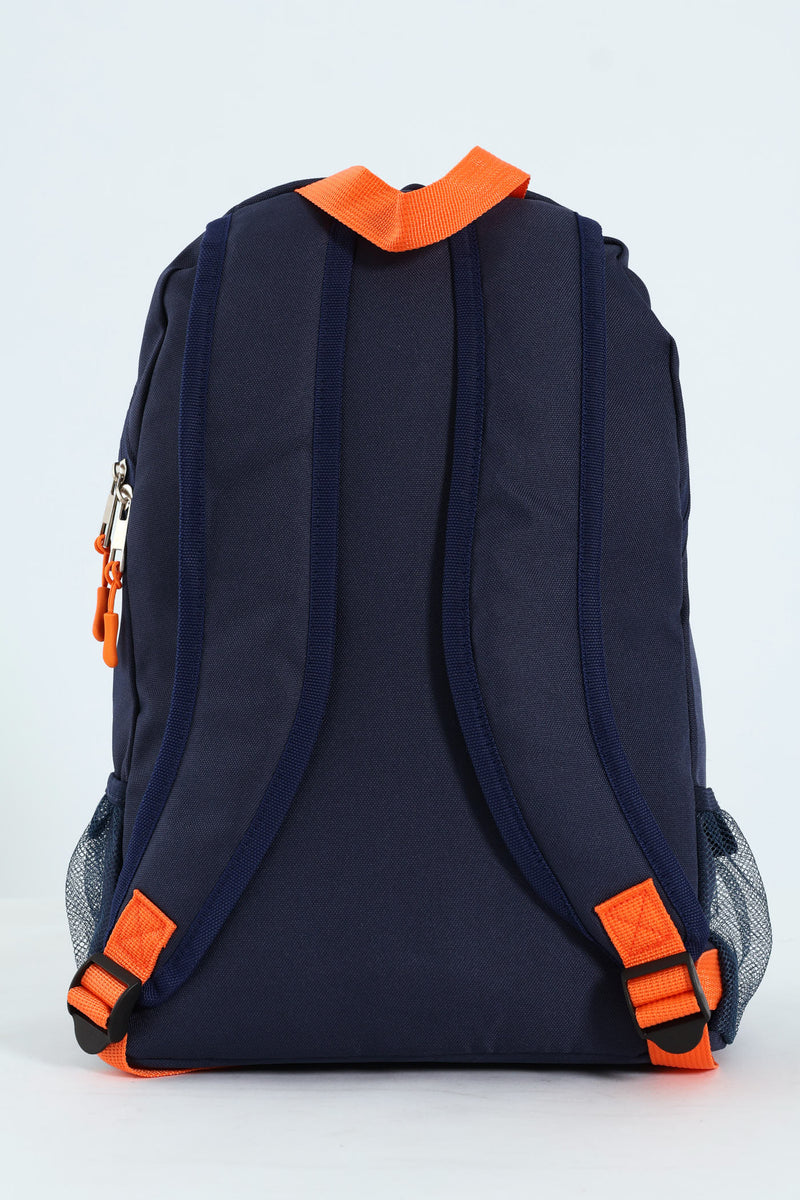 Boys Stripe Backpack - Orange/Navy