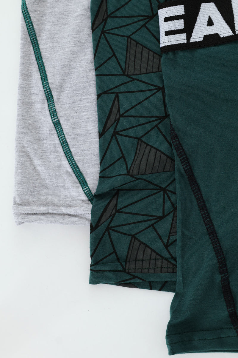 3 Pack Kite Print Bodyshorts - Green/Grey