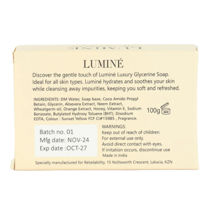 Luminé Glycerine Soap Bar - Orange - 100G