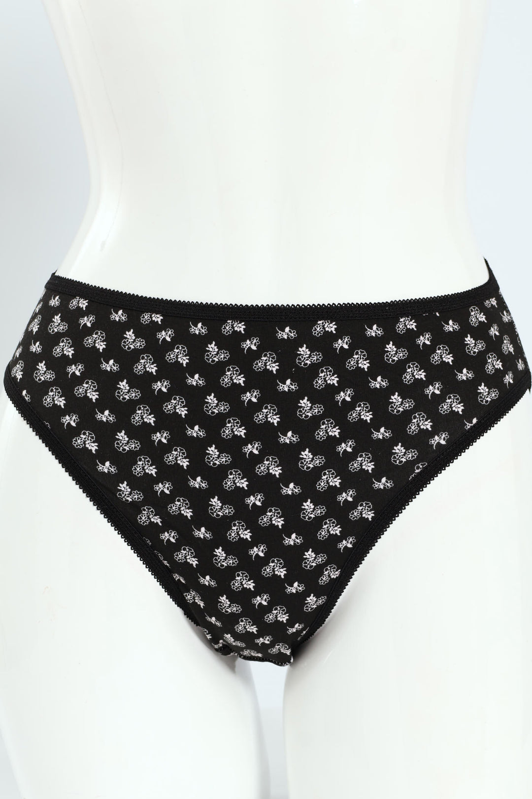 5 Pack Cotton Stretch Hi-Cut Panties - Nude Floral/Black/Stripe