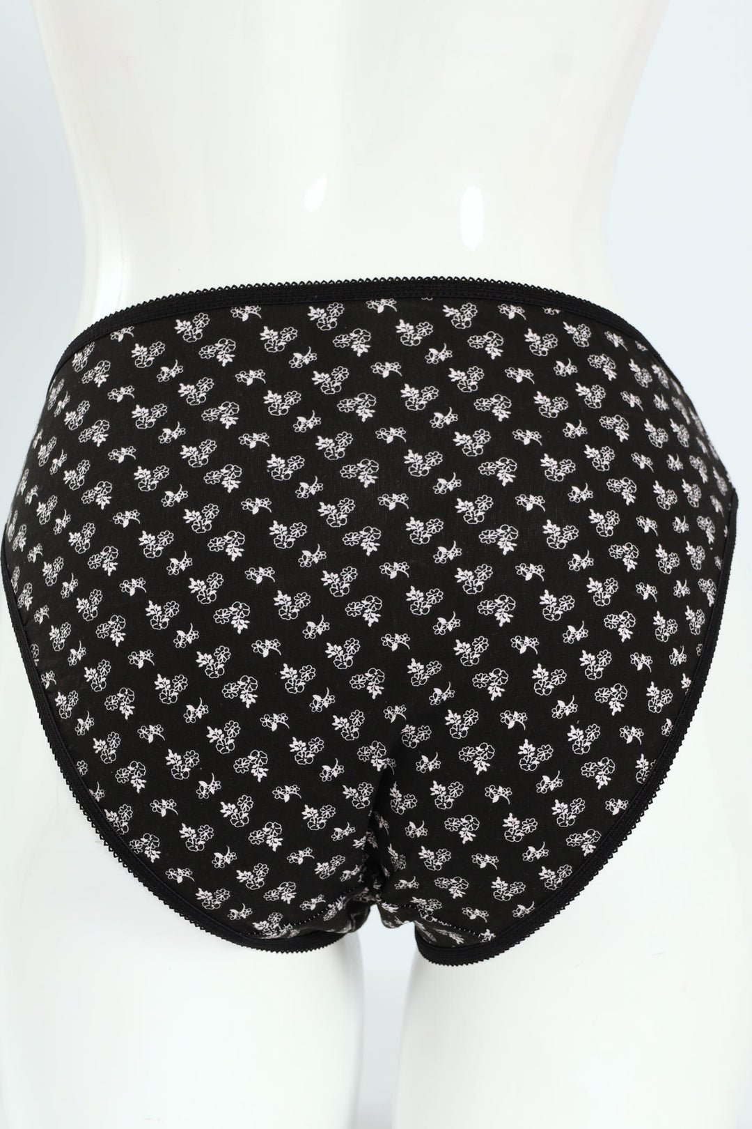 5 Pack Cotton Stretch Hi-Cut Panties - Nude Floral/Black/Stripe