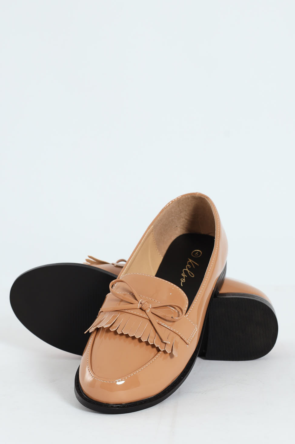 Apron Tassled Patent Loafer - Beige