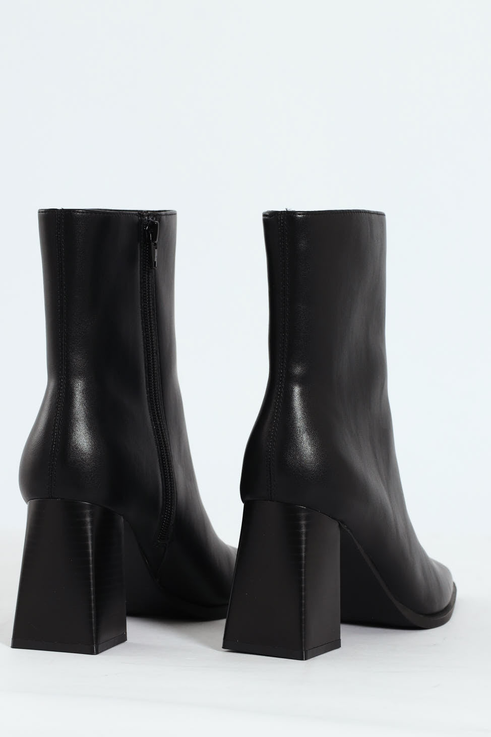 Block Heel Ankle Boots - Black