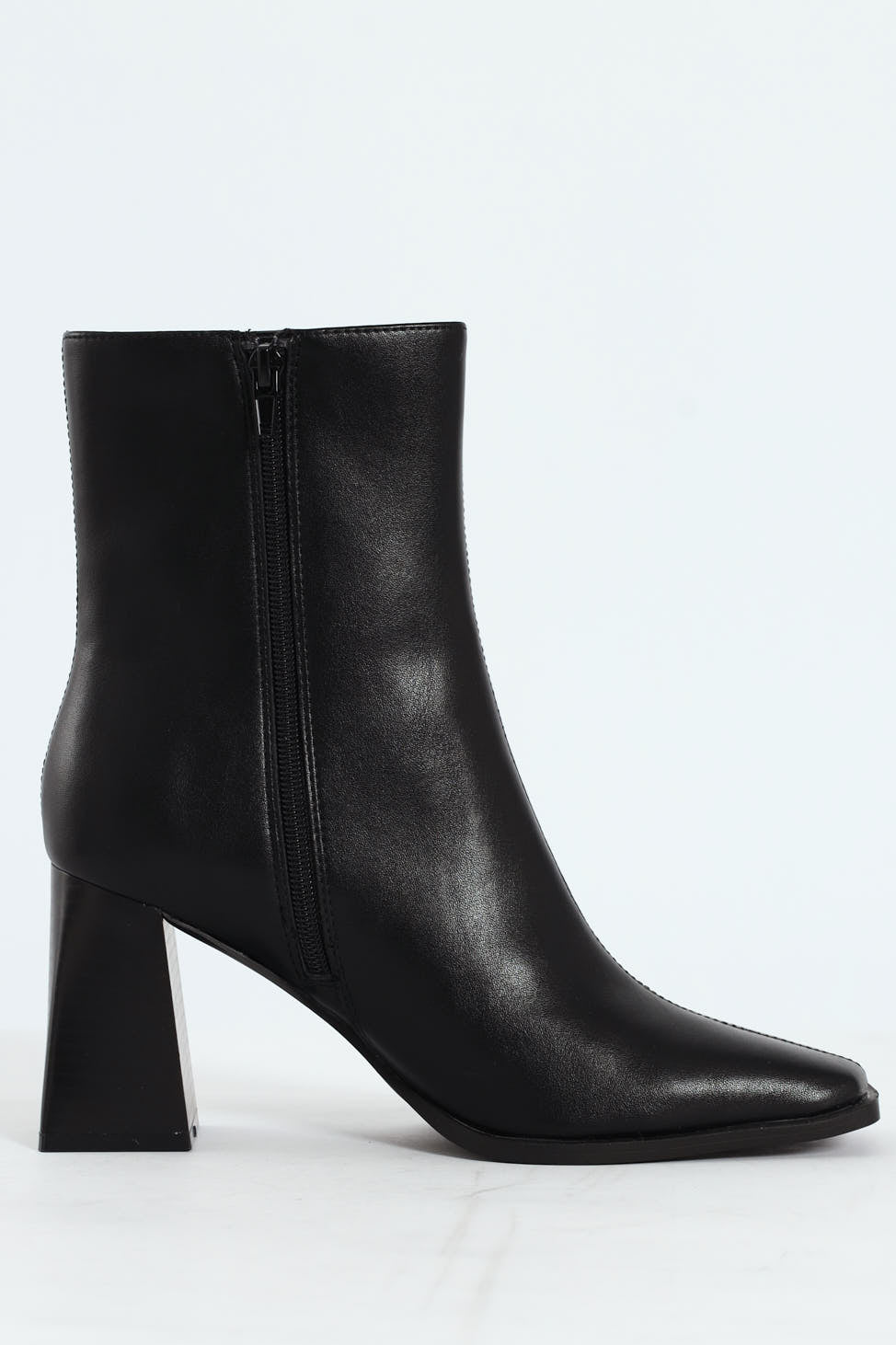 Block Heel Ankle Boots - Black
