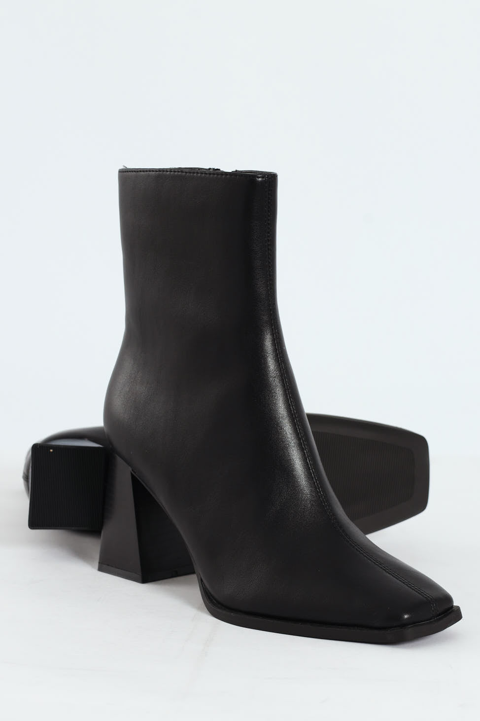 Block Heel Ankle Boots - Black