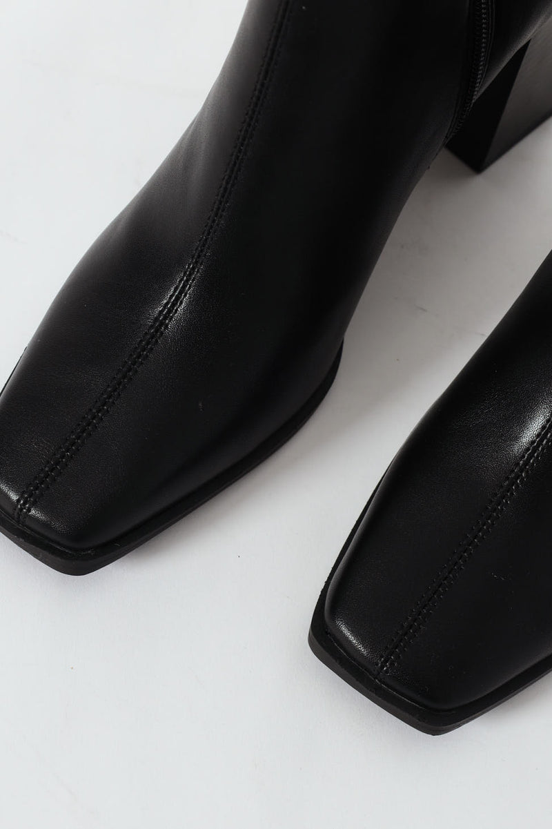 Block Heel Ankle Boots - Black