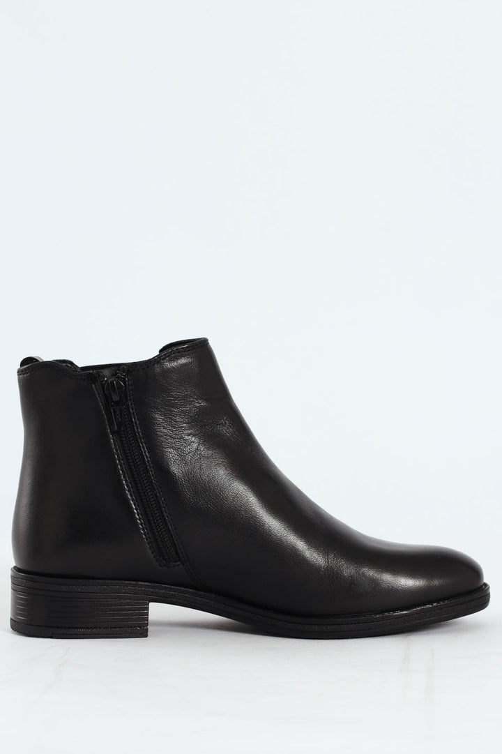 Annika Nappa Leather Buckle Ankle Boot - Black