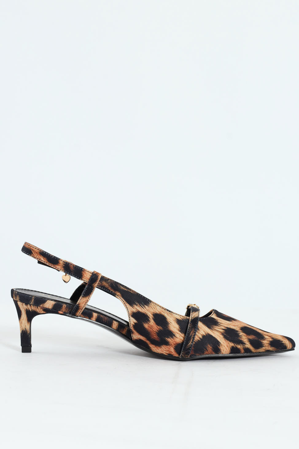 Buckle Pointed Toe Sling Back Heel - Animal Print