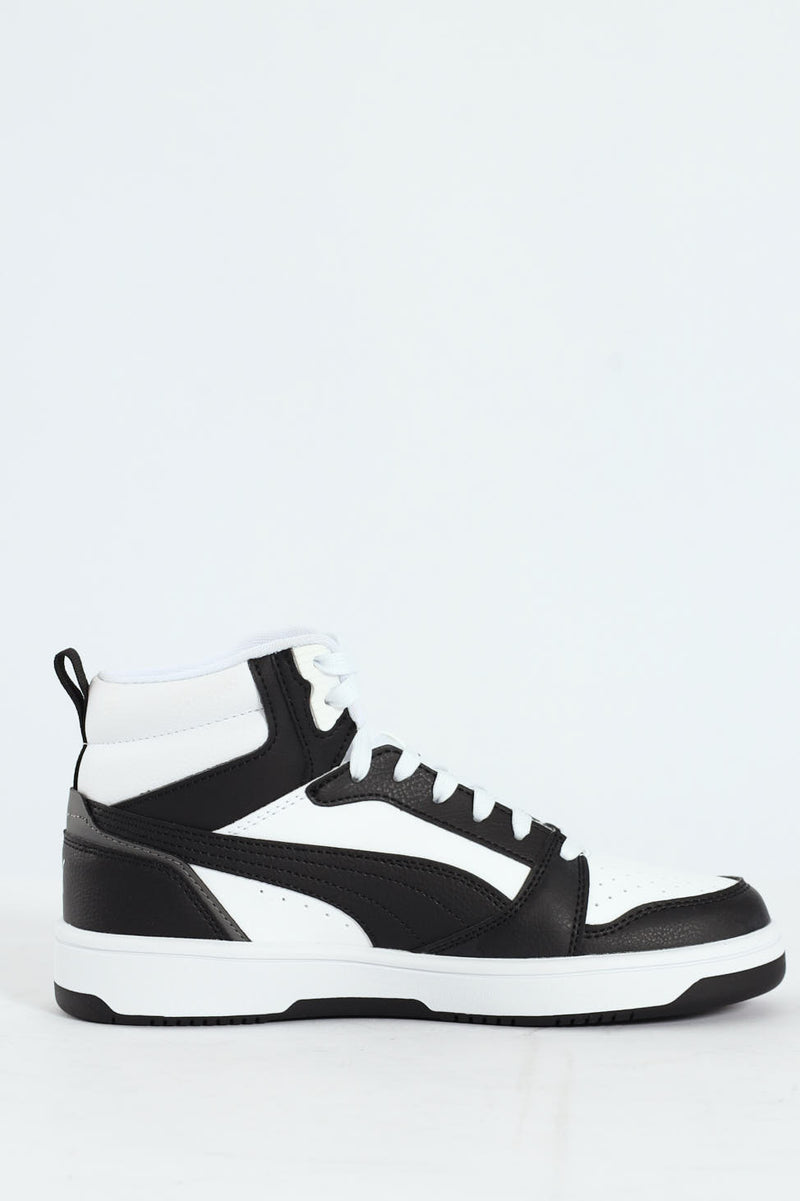 Boys Rebound V6 Mid Jr Sneaker - White/Black