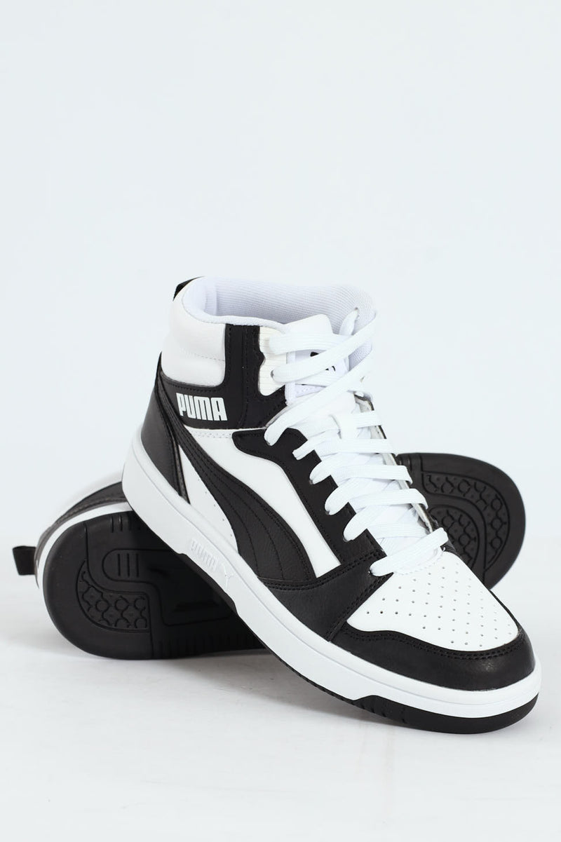 Boys Rebound V6 Mid Jr Sneaker - White/Black