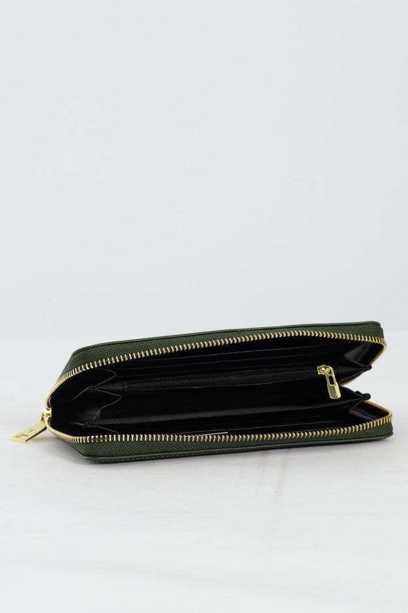 Meryl Smooth Zip Around Purse - Green