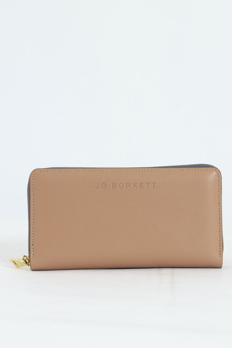 Meryl Smooth Zip Around Purse - Beige