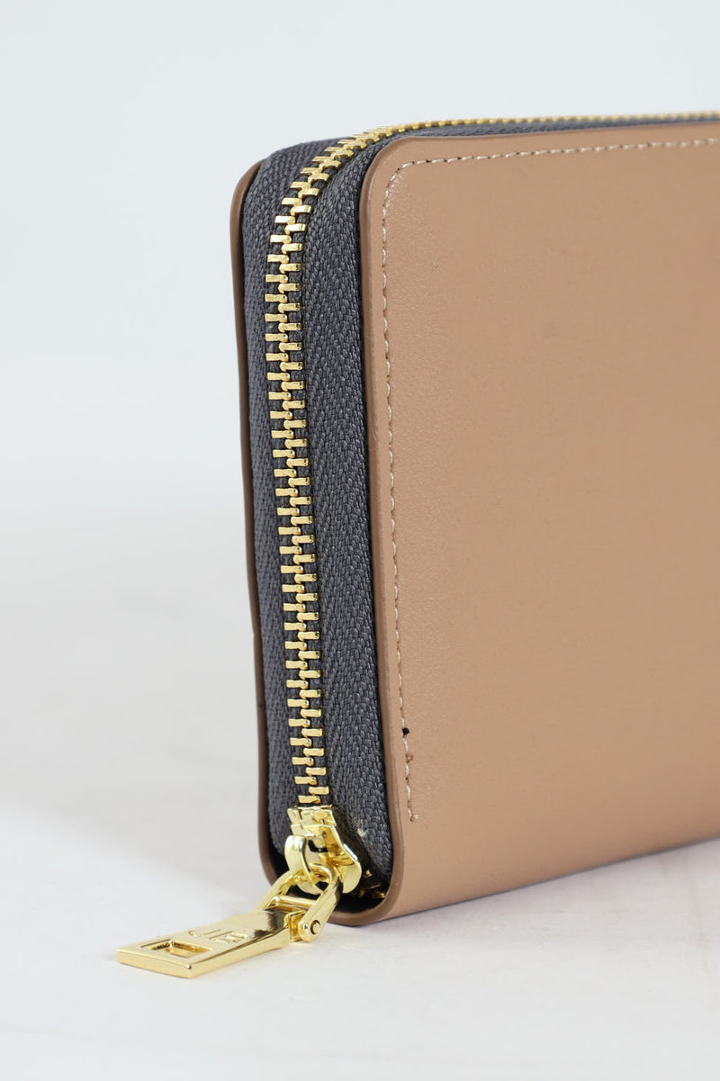 Meryl Smooth Zip Around Purse - Beige