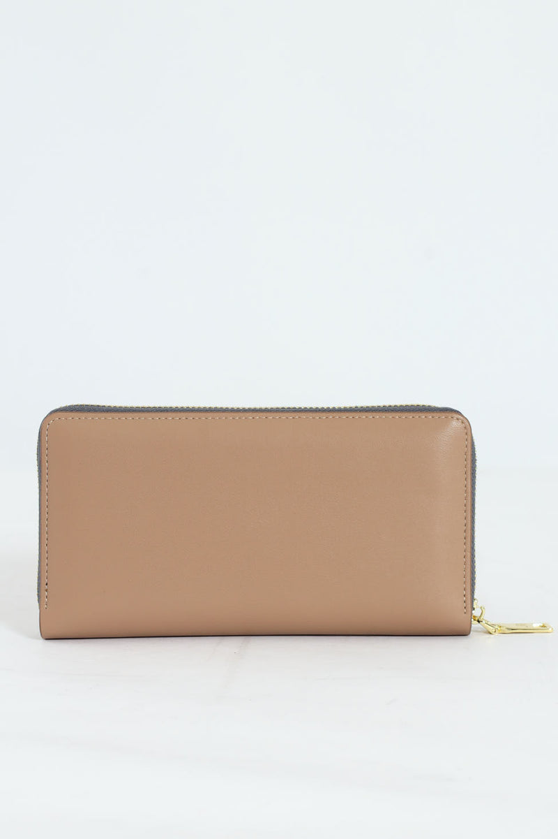 Meryl Smooth Zip Around Purse - Beige