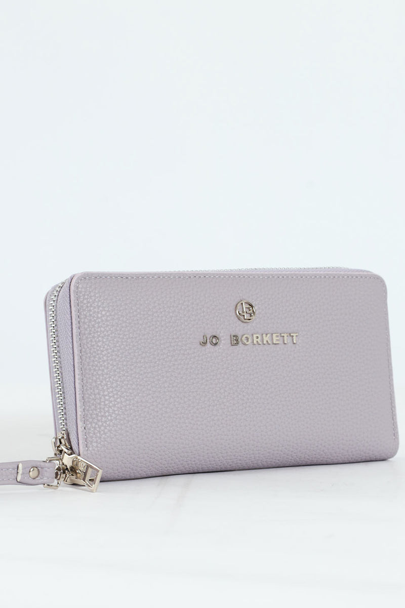 Nikki Pebble Zip Around Purse With Hand Strap - Lilac