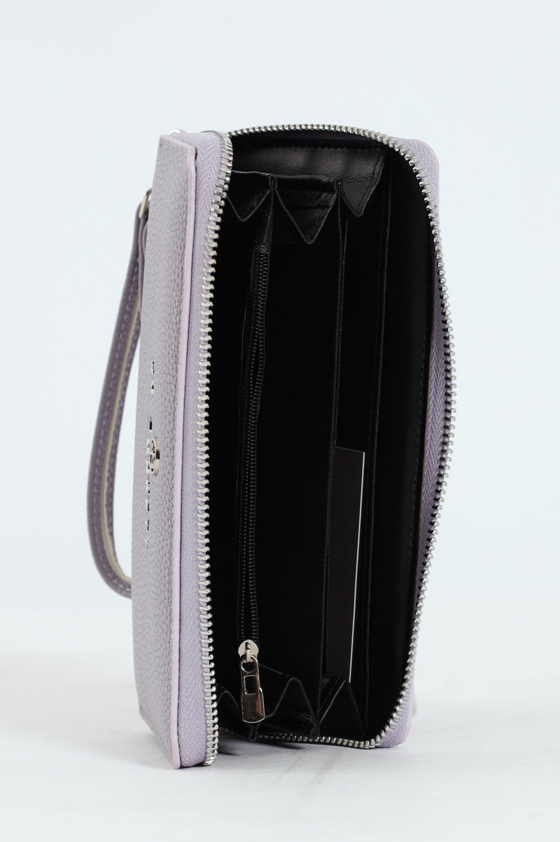 Nikki Pebble Zip Around Purse With Hand Strap - Lilac