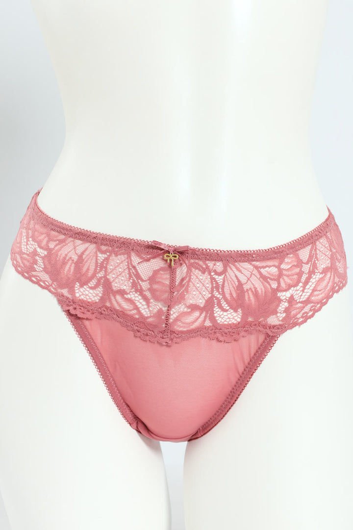 Lace & Mesh Bikini Panty - Mauve