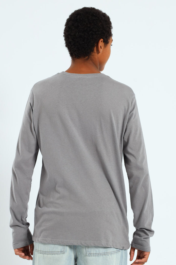 Boys Teddy Crown Long Sleeve Tee - Grey