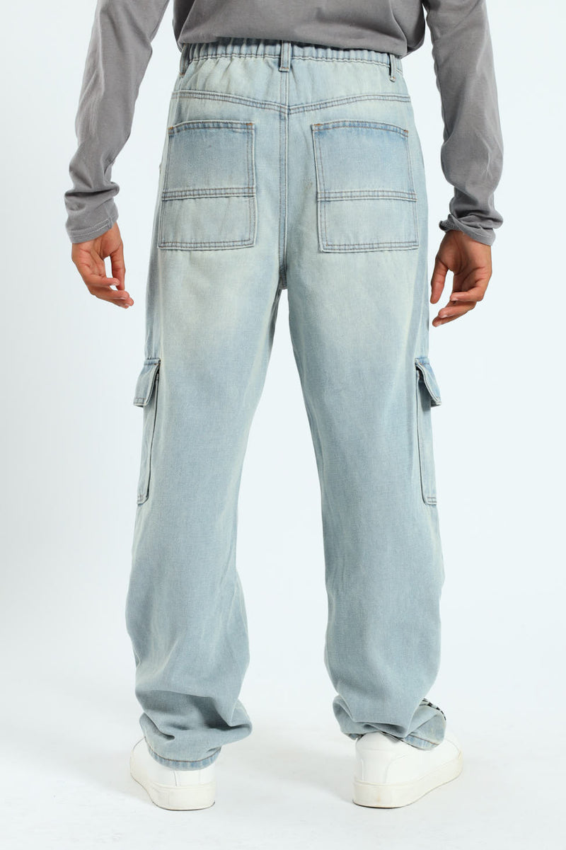 Boys Baggy Grafitti Denim - Stonewash