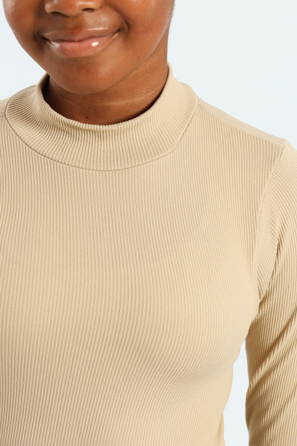 Girls Seamless Long Sleeve Bodysuit - Stone