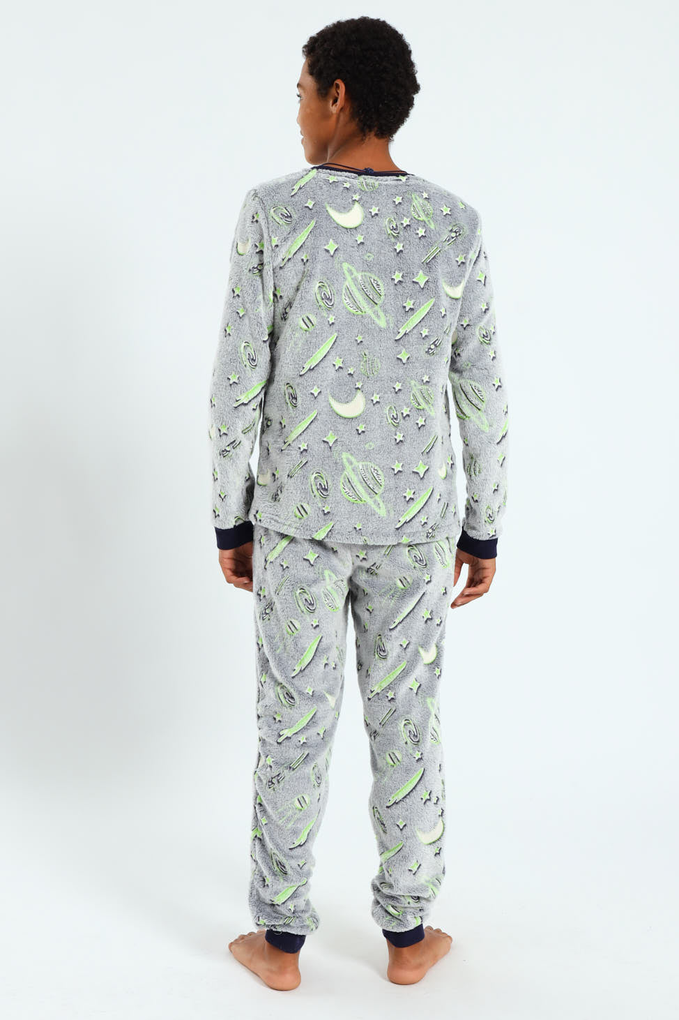 Boys Glow In The Dark Space Long Sleeve Sleep Set - Navy/Grey
