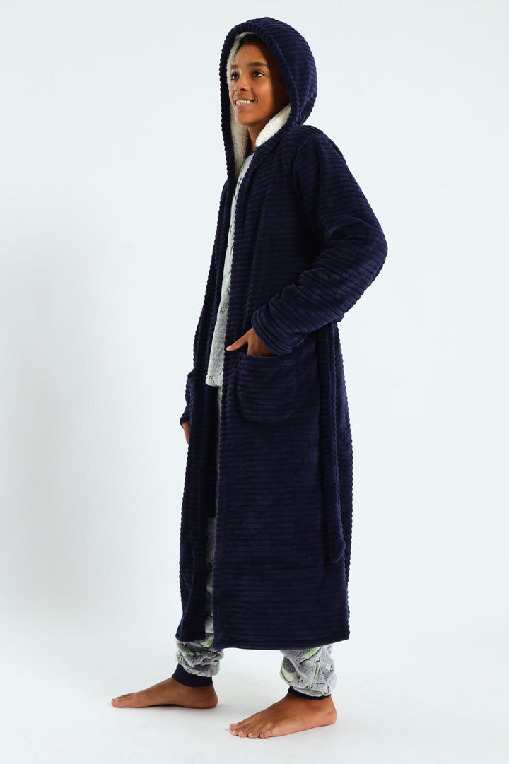 Boys Embossed Gown - Navy