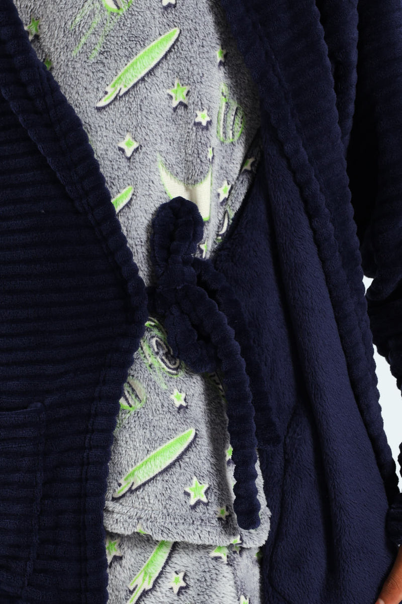 Boys Embossed Gown - Navy